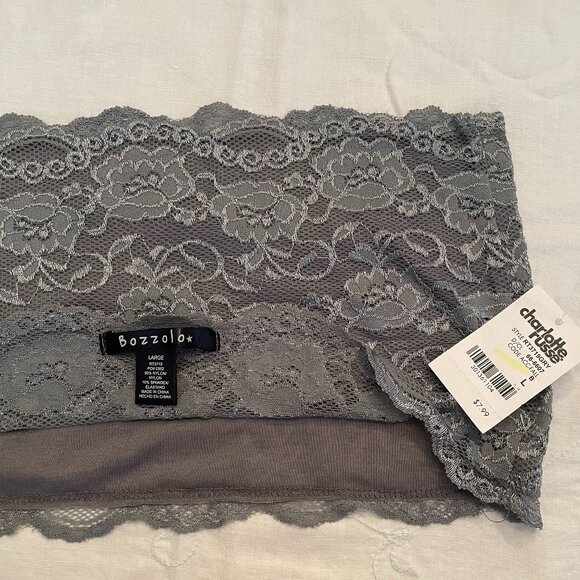 Bozzolo Size Large (Fits Like M), Women's Stretch Lace Strapless Bra Silver Gray - Picture 3 of 3